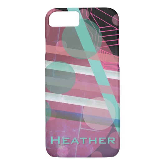 Gepersonaliseerd/Roze & Turquoise/Abstract Ontwerp Case-Mate iPhone Case (Achterkant)