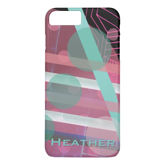Gepersonaliseerd/Roze & Turquoise/Abstract Ontwerp Case-Mate iPhone Case (Achterkant)