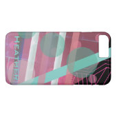 Gepersonaliseerd/Roze & Turquoise/Abstract Ontwerp Case-Mate iPhone Case (Achterkant (Horizontaal))