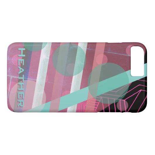 Gepersonaliseerd/Roze & Turquoise/Abstract Ontwerp Case-Mate iPhone Case (Achterkant (Horizontaal))