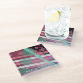 Gepersonaliseerd/Roze & Turquoise/Abstract Ontwerp Glazen Onderzetter (Schuin)