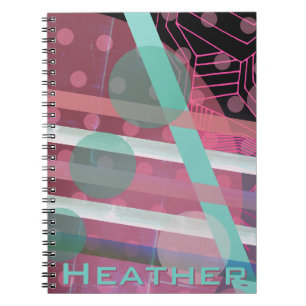 Gepersonaliseerd/Roze & Turquoise/Abstract Ontwerp Notitieboek