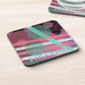 Gepersonaliseerd/Roze & Turquoise/Abstract Ontwerp Onderzetter (Linkerzijde)