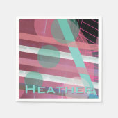 Gepersonaliseerd/Roze & Turquoise/Abstract Ontwerp Servet (Voorkant)