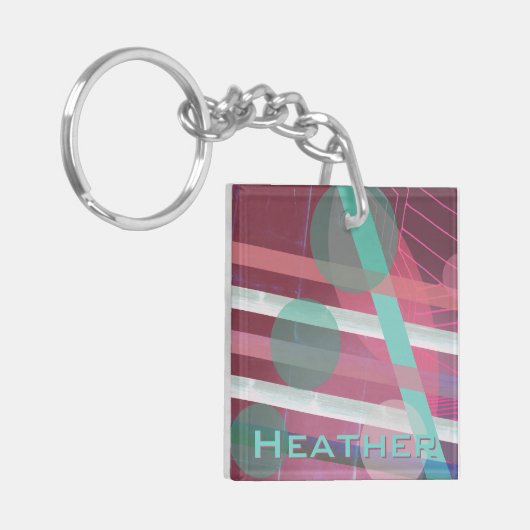 Gepersonaliseerd/Roze & Turquoise/Abstract Ontwerp Sleutelhanger (Voorkant Links)