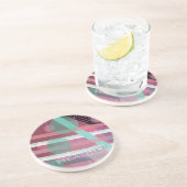 Gepersonaliseerd/Roze & Turquoise/Abstract Ontwerp Zandsteen Onderzetter (Zijkant)