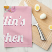 Gepersonaliseerd roze Unicorn ballonmeisje Theedoek (Quarter Fold)