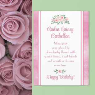 Gepersonaliseerd,  roze verjaardagskaart feestdagen kaart