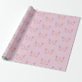 Gepersonaliseerd roze vlinderinpakpapier cadeaupapier (Uitgerold)