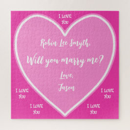 Gepersonaliseerd roze voorstel Jigzaag Puzzle Legpuzzel