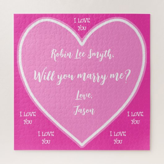 Gepersonaliseerd roze voorstel Jigzaag Puzzle Legpuzzel (Verticaal)