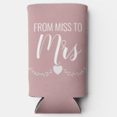 Gepersonaliseerd roze Vrijgezellenfeest Miss aan M Seltzer Blikjeskoeler (Voorkant)