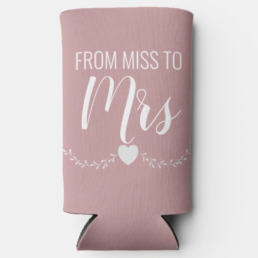 Gepersonaliseerd roze Vrijgezellenfeest Miss aan M Seltzer Blikjeskoeler (Voorkant)