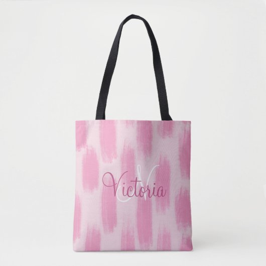 Gepersonaliseerd Roze Waterverf Abstracte Modern T Tote Bag (Voorkant)