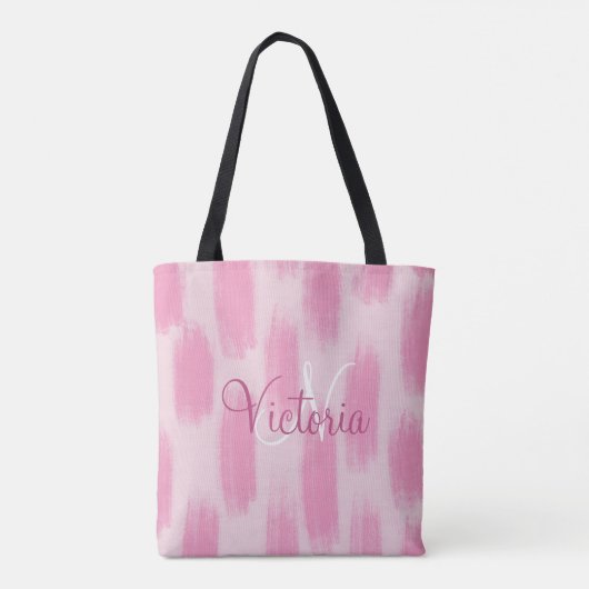 Gepersonaliseerd Roze Waterverf Abstracte Modern T Tote Bag (Achterkant)