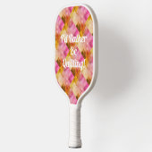Gepersonaliseerd roze Waterverf geometrisch patroo Pickleball Paddle (Links)