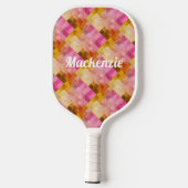 Gepersonaliseerd roze Waterverf geometrisch patroo Pickleball Paddle (Achterkant)