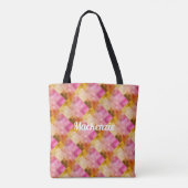 Gepersonaliseerd roze Waterverf geometrisch patroo Tote Bag (Achterkant)