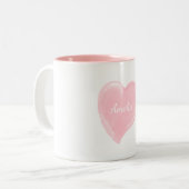 Gepersonaliseerd roze Waterverf hart Tweekleurige Koffiemok (Voorkant links)