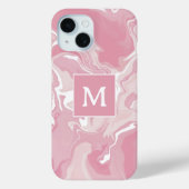 Gepersonaliseerd roze wervel monogram Case-Mate iPhone case (Achterkant)