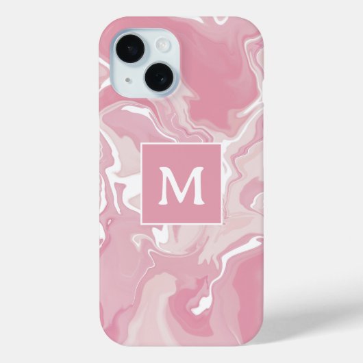 Gepersonaliseerd roze wervel monogram Case-Mate iPhone case (Achterkant)