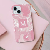 Gepersonaliseerd roze wervel monogram Case-Mate iPhone case