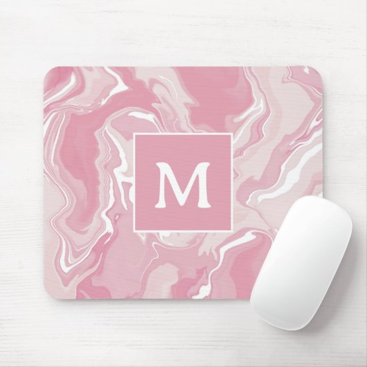 Gepersonaliseerd roze wervel monogram muismat (Met muis)
