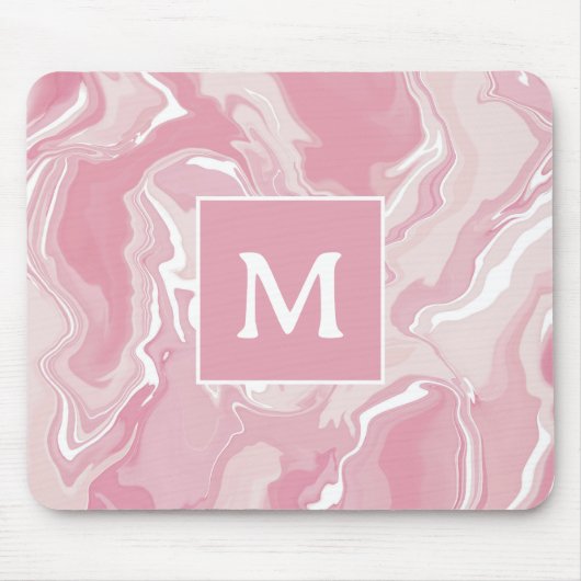 Gepersonaliseerd roze wervel monogram muismat (Voorkant)