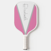 Gepersonaliseerd roze, wit en grijs pickleball paddle (Achterkant)