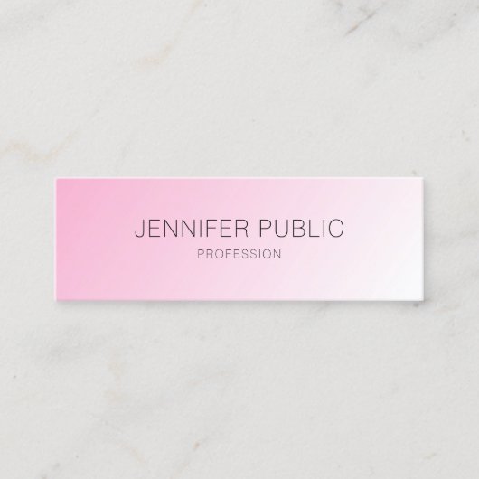 Gepersonaliseerd roze wit, modern, eenvoudig mini visitekaartje (Voorkant)