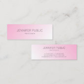 Gepersonaliseerd roze wit, modern, eenvoudig mini visitekaartje (Voorkant / Achterkant)