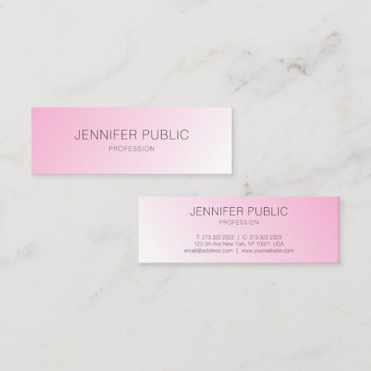 Gepersonaliseerd roze wit, modern, eenvoudig mini visitekaartje (Voorkant / Achterkant)