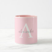 Gepersonaliseerd Roze wit monogram met Jouw naam Mok (Midden)