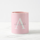 Gepersonaliseerd Roze wit monogram met Jouw naam Mok