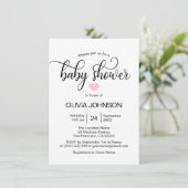 Gepersonaliseerd roze witte Baby shower Kaart (Staand voorkant)