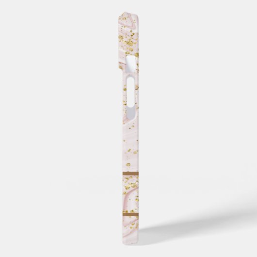 Gepersonaliseerd roze witte marmer Gold Glitter Case-Mate iPhone Case (Achterkant / Links)
