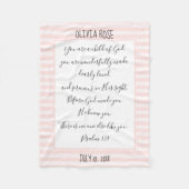 Gepersonaliseerd, Roze/Witte Stripe, Verse van Psa Fleece Deken (Voorkant)