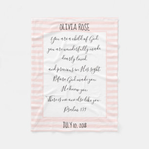 Gepersonaliseerd, Roze/Witte Stripe, Verse van Psa Fleece Deken