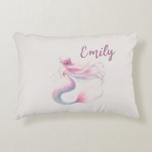 Gepersonaliseerd roze zeemeermin kussen
