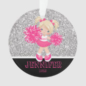 Gepersonaliseerd Roze & Zilver Cheerleading Orname Ornament (voorkant)