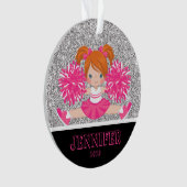Gepersonaliseerd Roze & Zilver Cheerleading Orname Ornament (voorkant)
