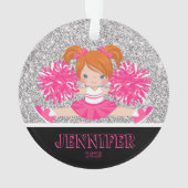 Gepersonaliseerd Roze & Zilver Cheerleading Orname Ornament (achterkant)