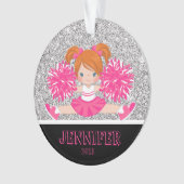 Gepersonaliseerd Roze & Zilver Cheerleading Orname Ornament (voorkant)