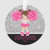 Gepersonaliseerd Roze & Zilver Cheerleading Orname Ornament (voorkant)