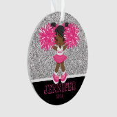 Gepersonaliseerd Roze & Zilver Cheerleading Orname Ornament (voorkant)
