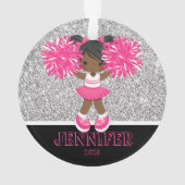 Gepersonaliseerd Roze & Zilver Cheerleading Orname Ornament (achterkant)