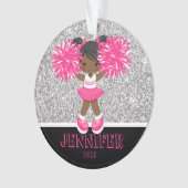 Gepersonaliseerd Roze & Zilver Cheerleading Orname Ornament (voorkant)