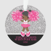 Gepersonaliseerd Roze & Zilver Cheerleading Orname Ornament (voorkant)