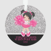 Gepersonaliseerd Roze & Zilver Cheerleading Orname Ornament (achterkant)