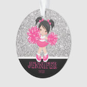 Gepersonaliseerd Roze & Zilver Cheerleading Orname Ornament (voorkant)